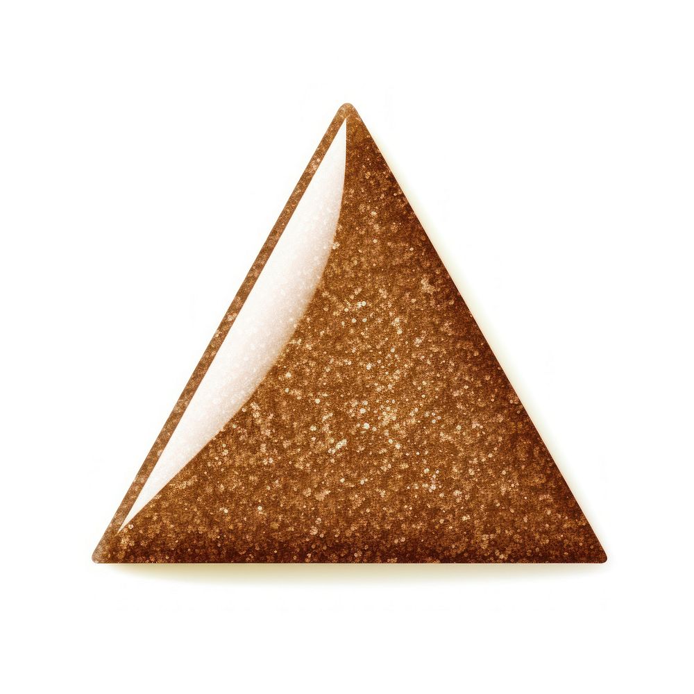 Brown triangle icon glitter shape white background.