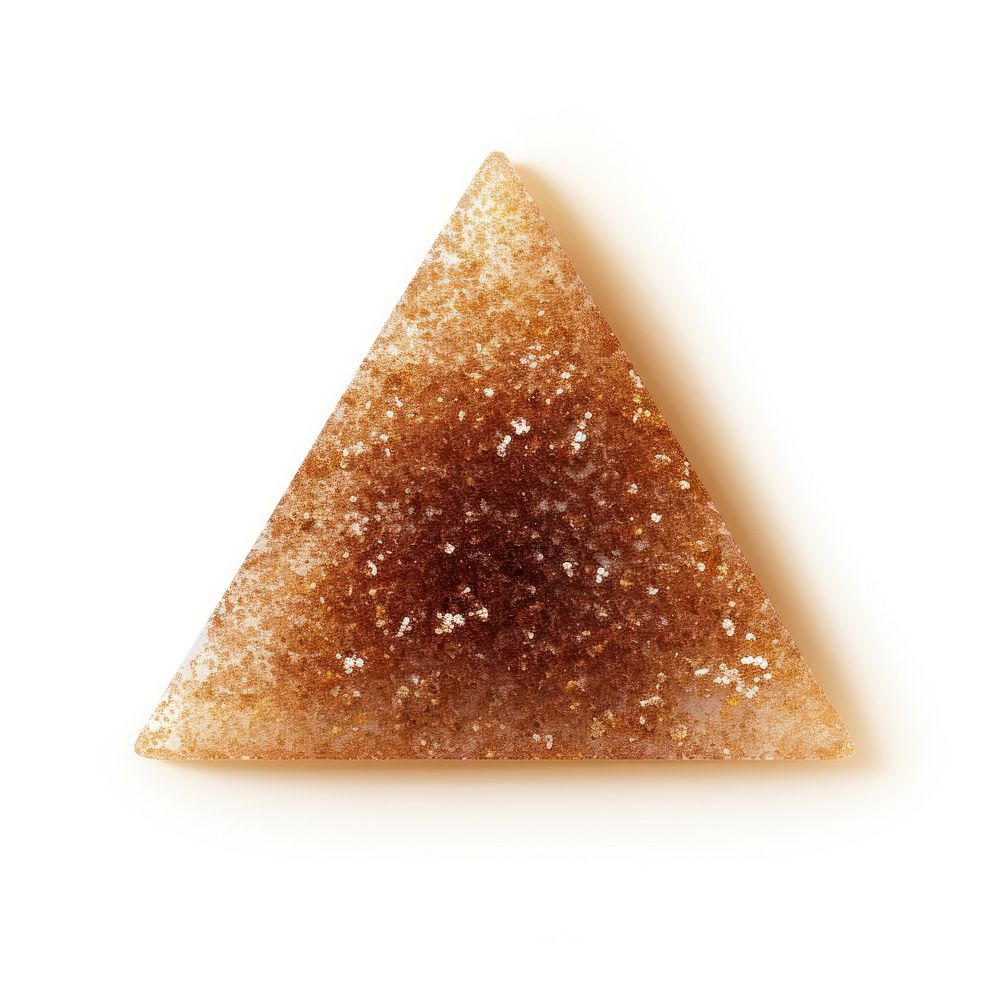 Brown triangle icon shape food white background.
