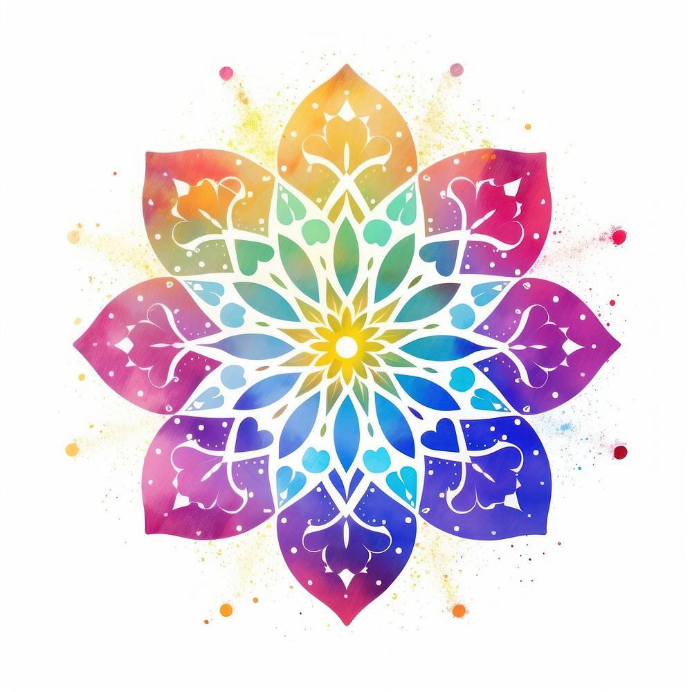 Colorful mandala icon pattern flower shape.