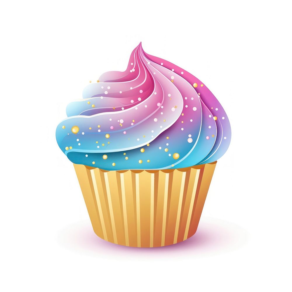 Colorful cupcake icon dessert icing food.