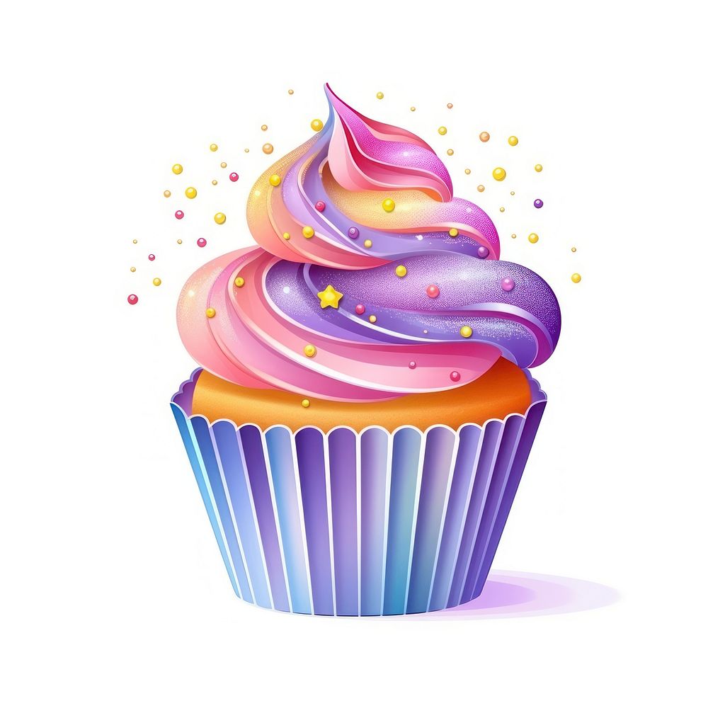 Colorful cupcake icon dessert icing cream.