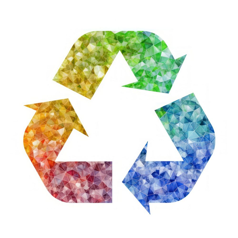 Colorful recycle icon symbol shape white background.