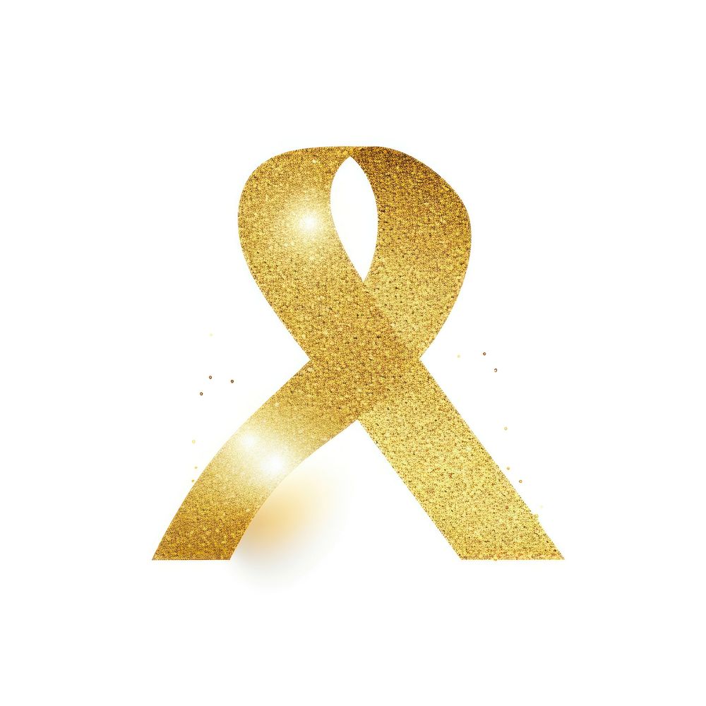 Gold cancer ribbon icon symbol white background celebration.