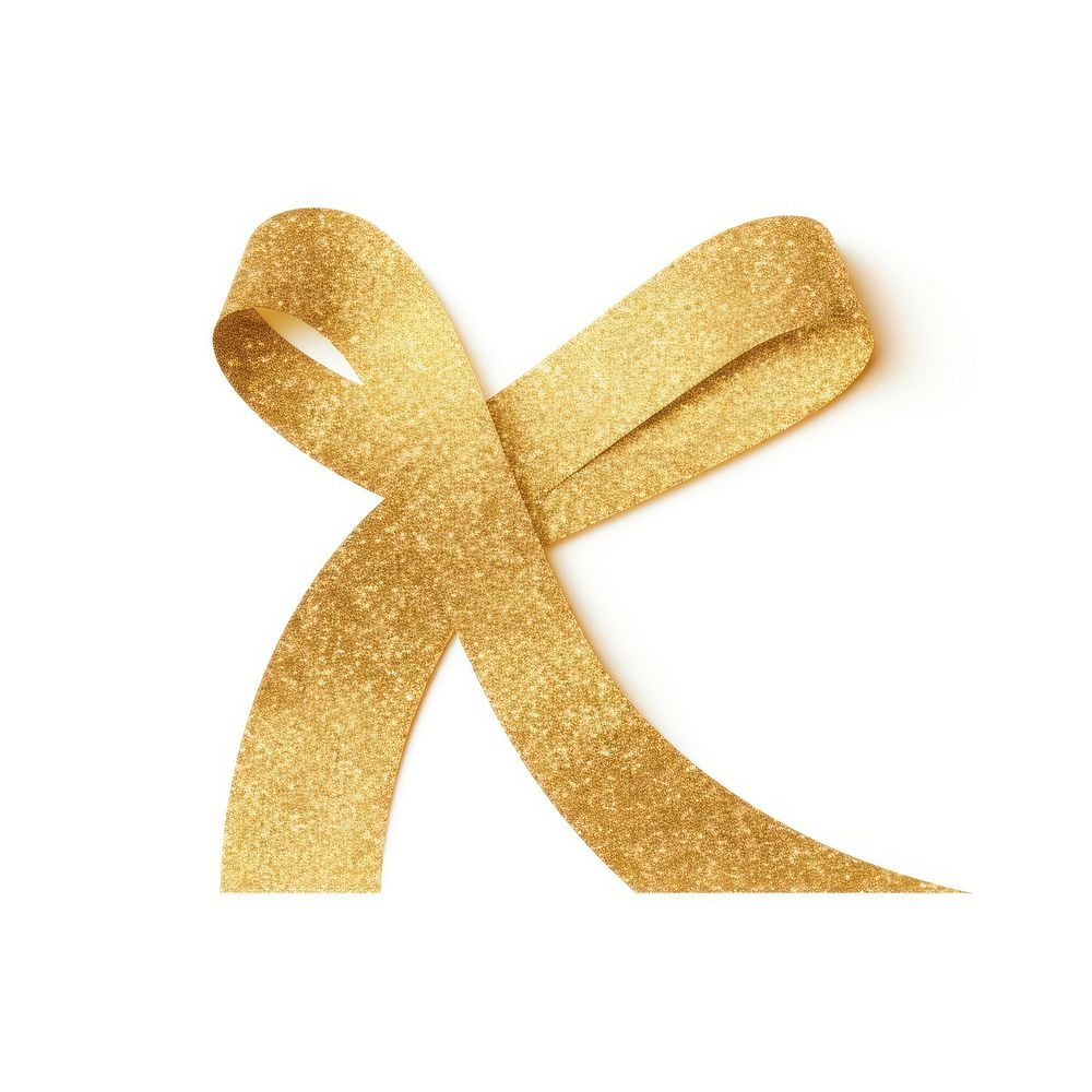Gold cancer ribbon icon white background celebration accessories.