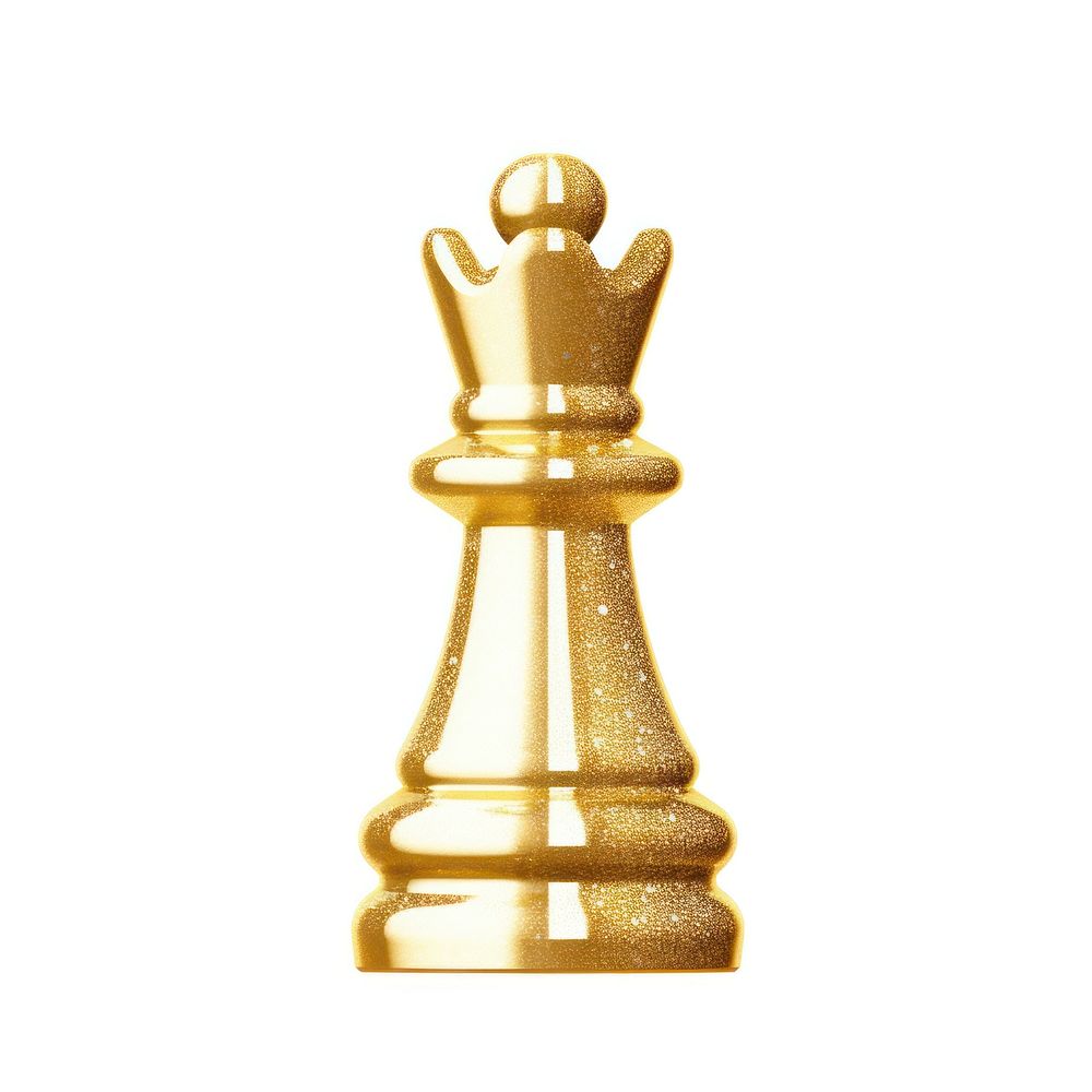 Gold chess icon game white background chessboard.