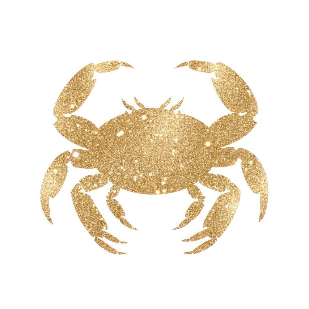 Gold crab icon seafood animal white background.