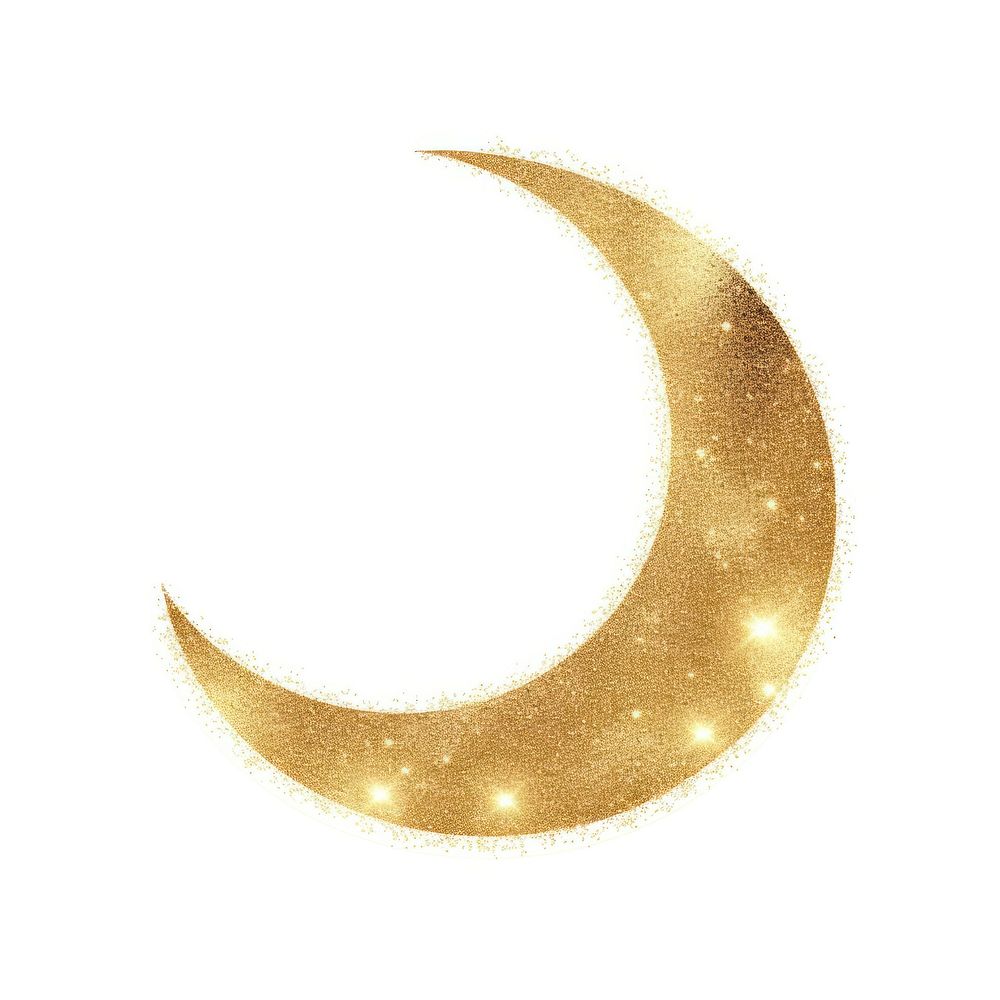 Gold crescent moon icon astronomy eclipse nature.