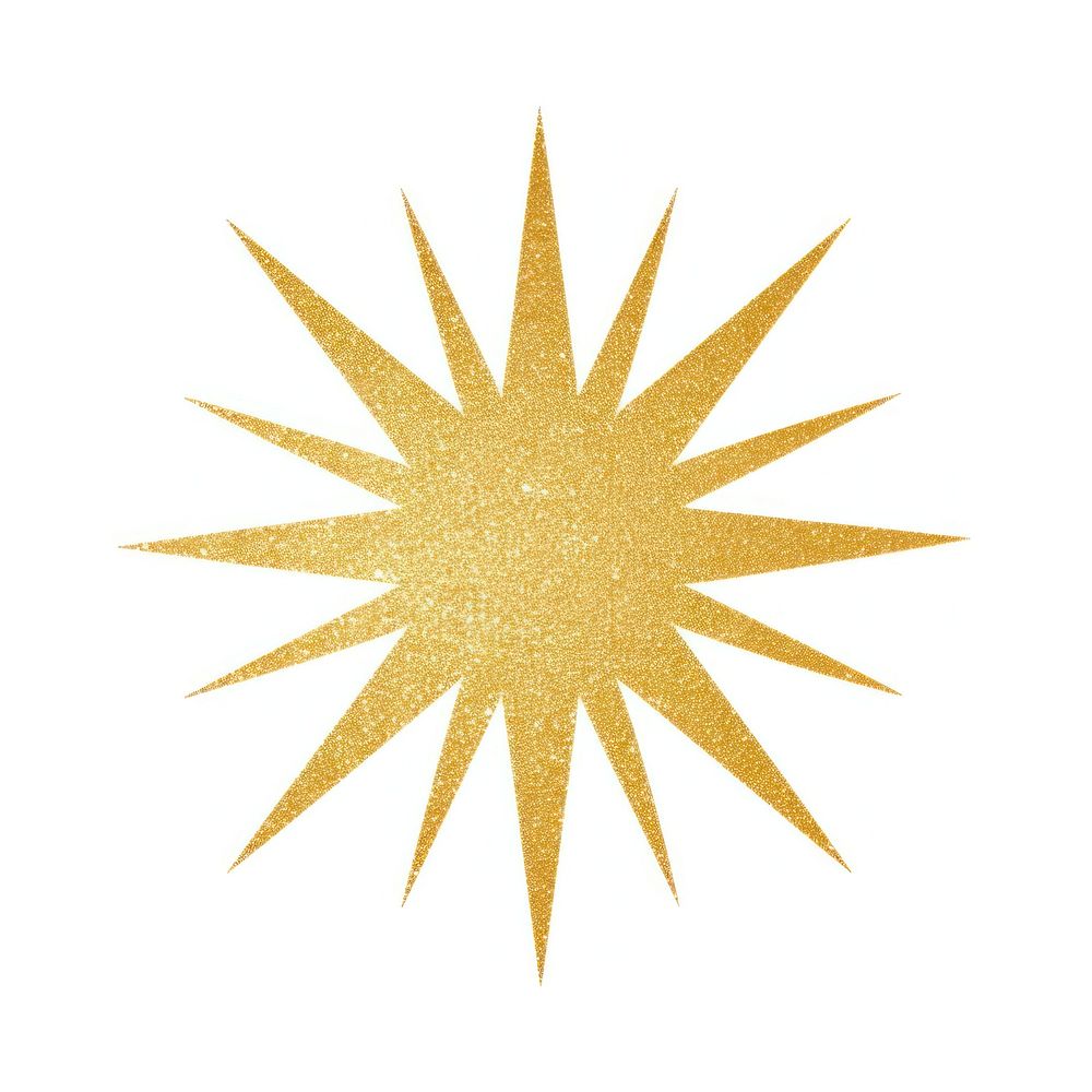Gold asterik icon shape light white background.