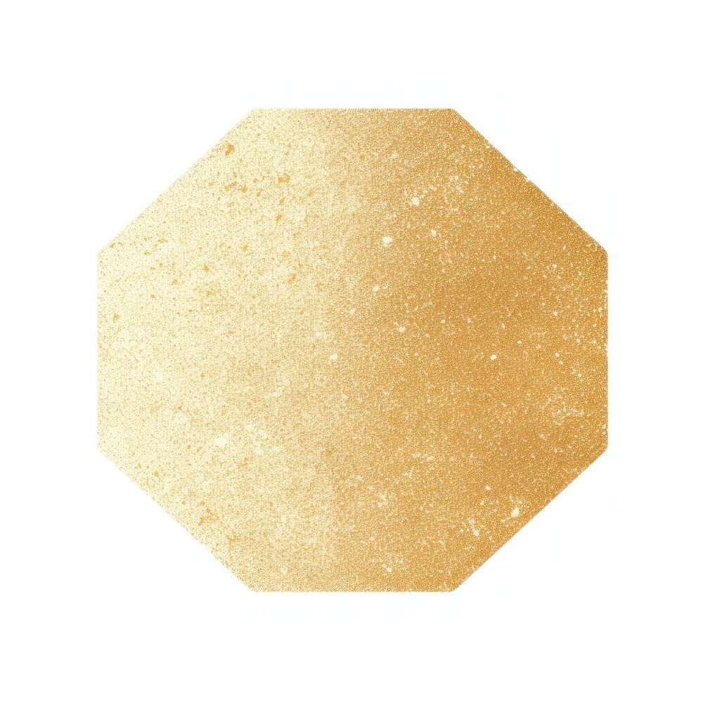 Gold octagon shape icon white background rectangle abstract.