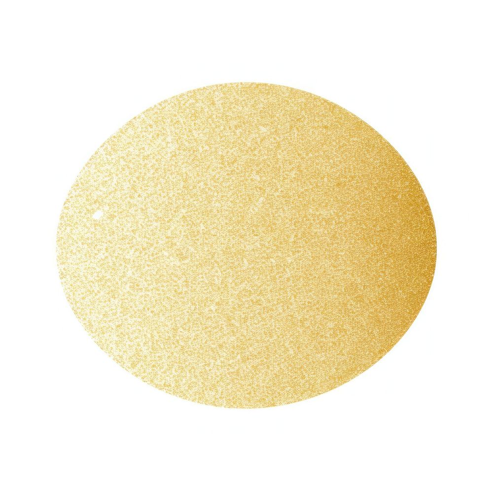 Gold oval icon glitter shape white background.