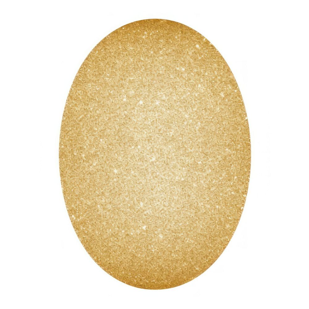 Gold oval icon glitter shape white background.