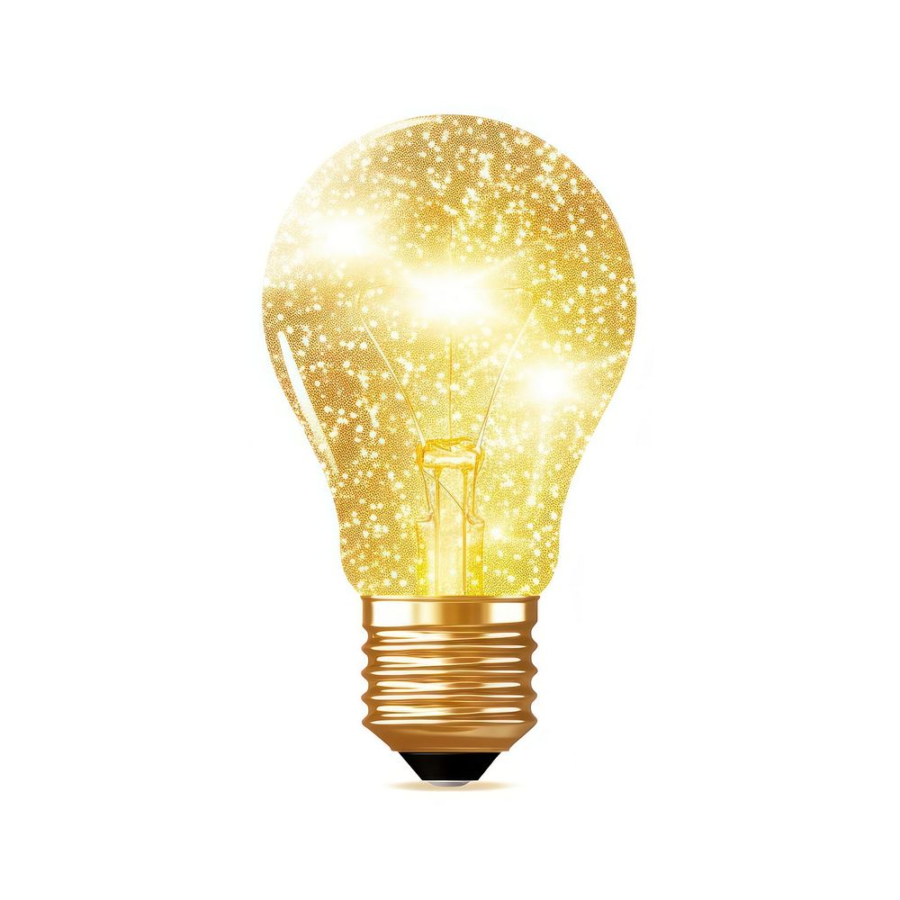 Gold light bulb icon lightbulb white background illuminated.