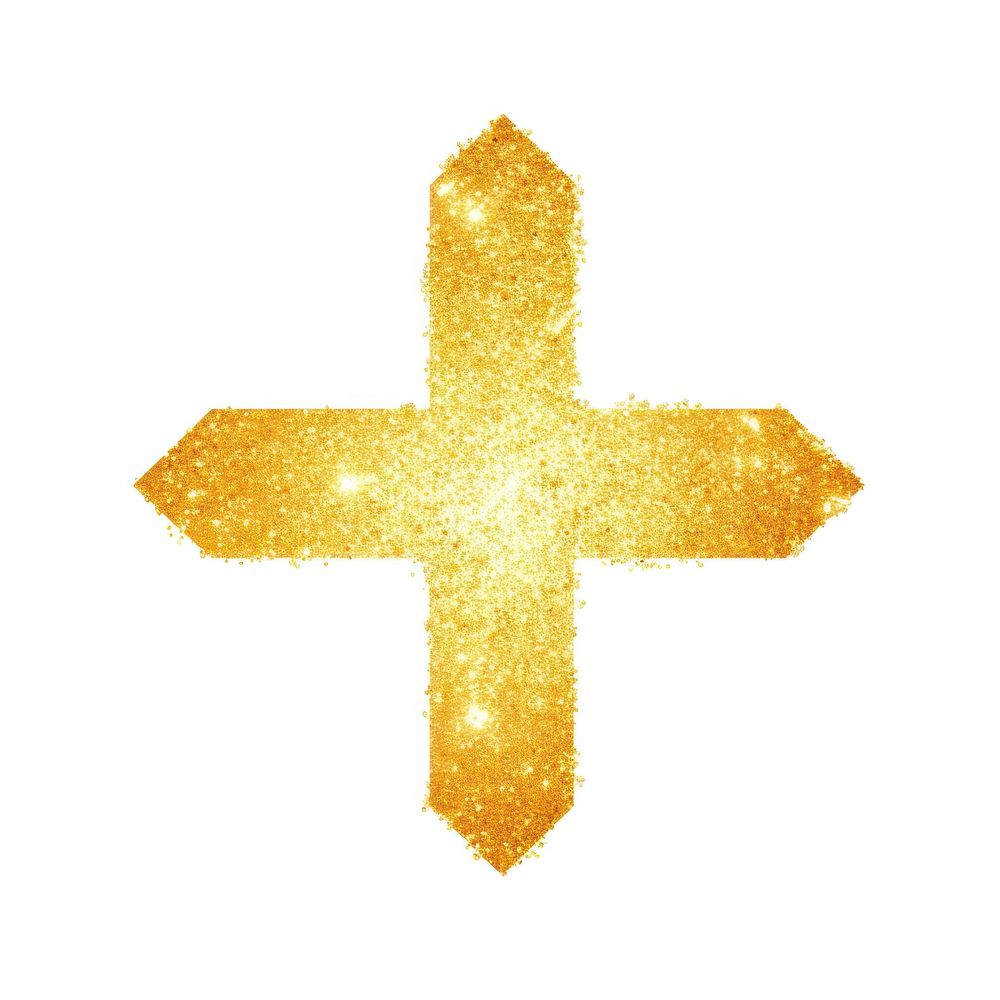 Gold plus sign icon symbol shape cross.