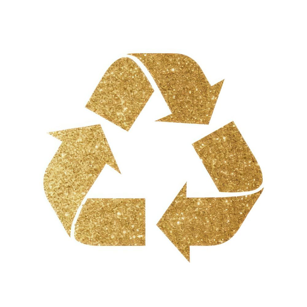 Gold recycle icon shape white background recycling.