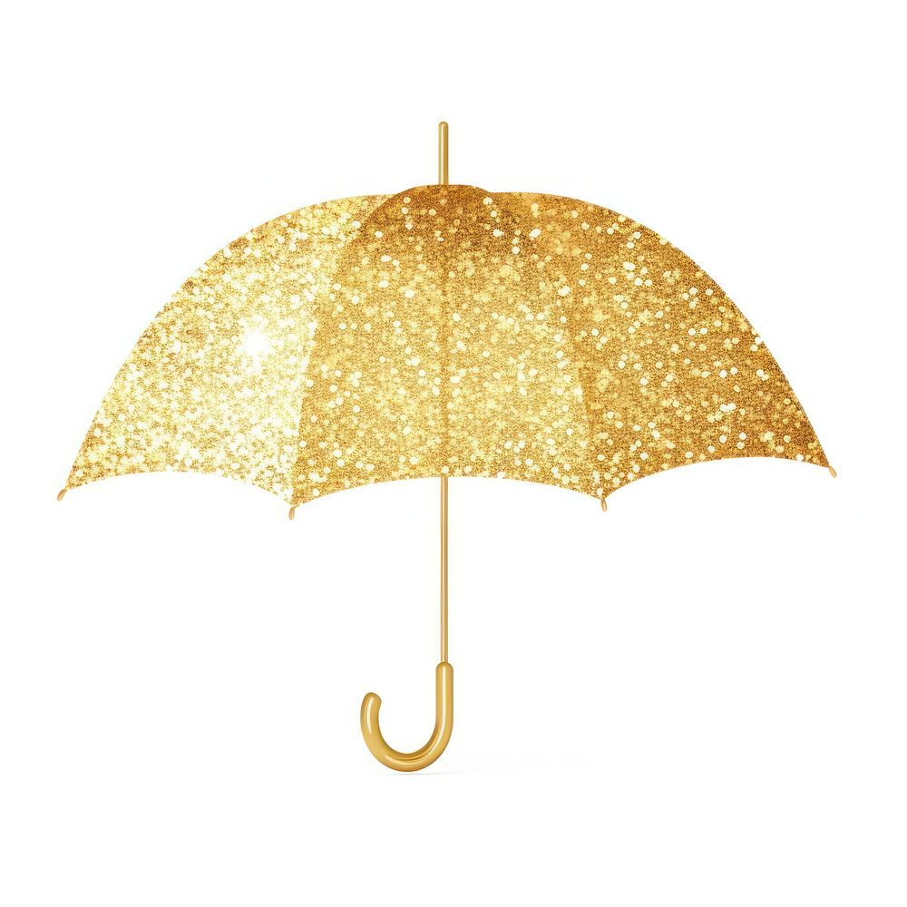 Gold umbrella icon white background illuminated celebration.