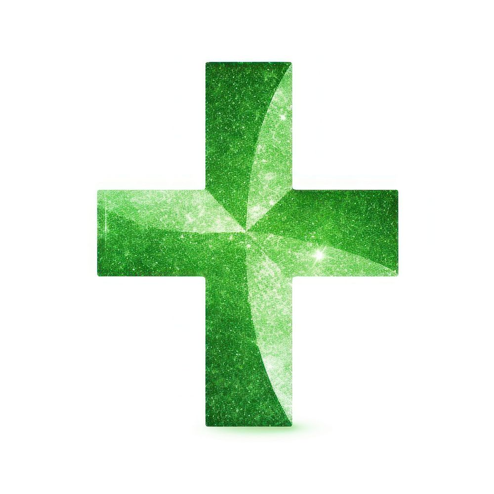 Green plus sign icon symbol shape white background.