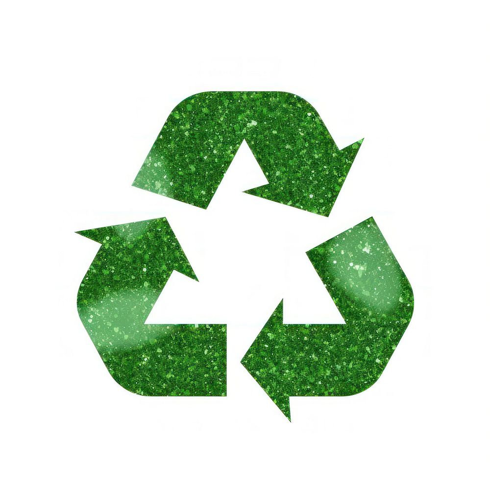 Green recycle icon symbol shape white background.
