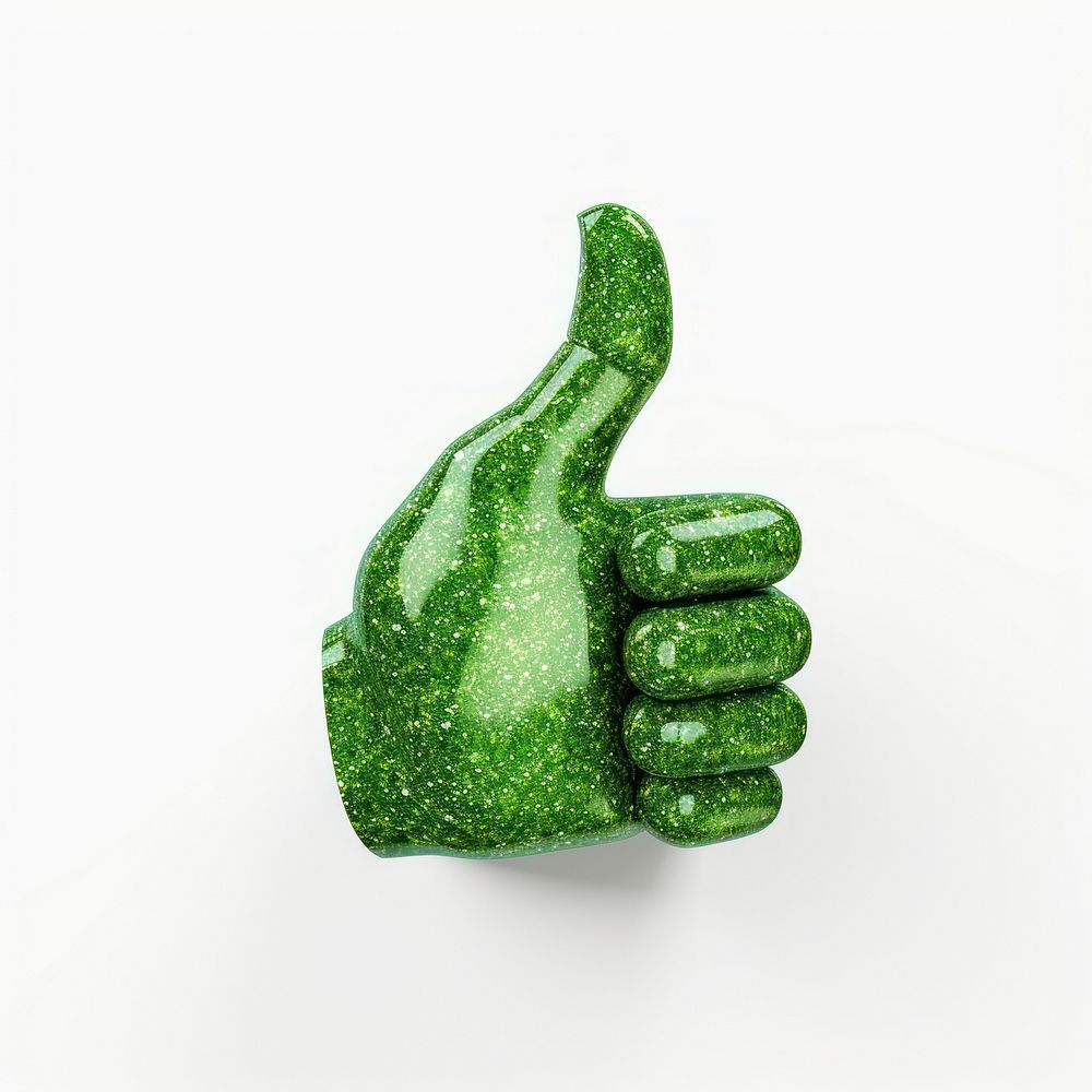 Green thumbs up icon finger plant hand.