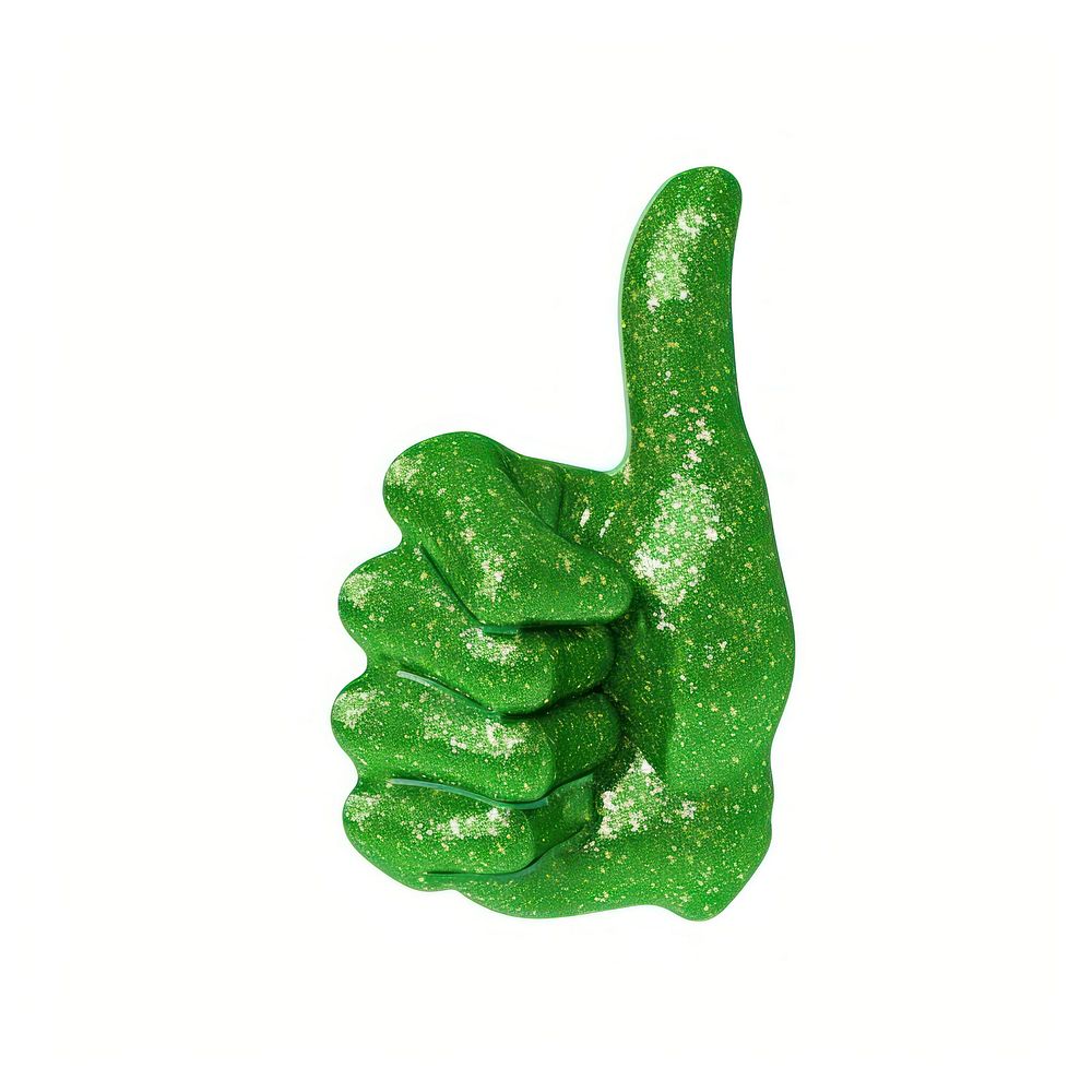 Green thumbs up icon finger hand white background.