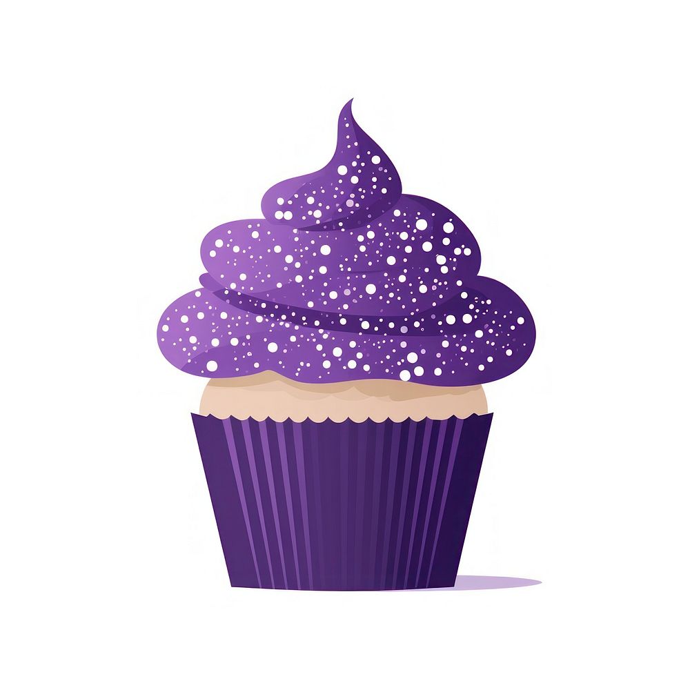 Purple cupcake icon dessert icing food.