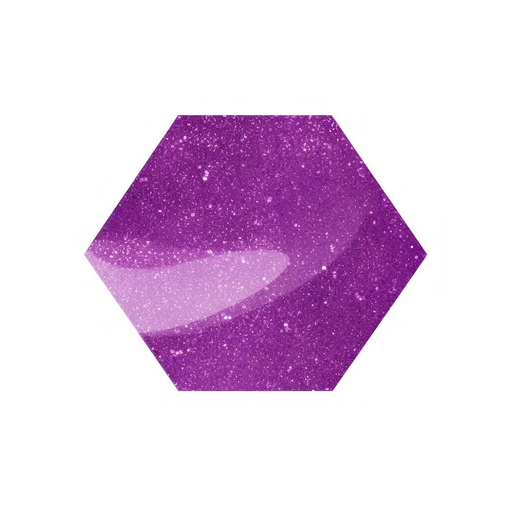 Purple octagon shape icon jewelry glitter white background.