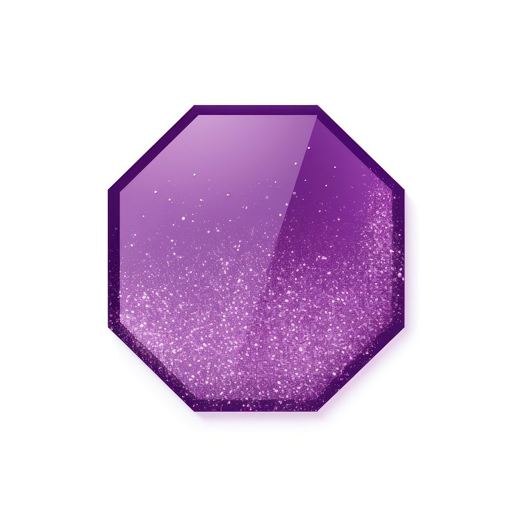 Purple octagon shape icon gemstone amethyst glitter.