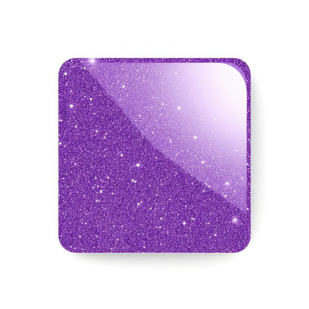 Purple square icon glitter shape white background.