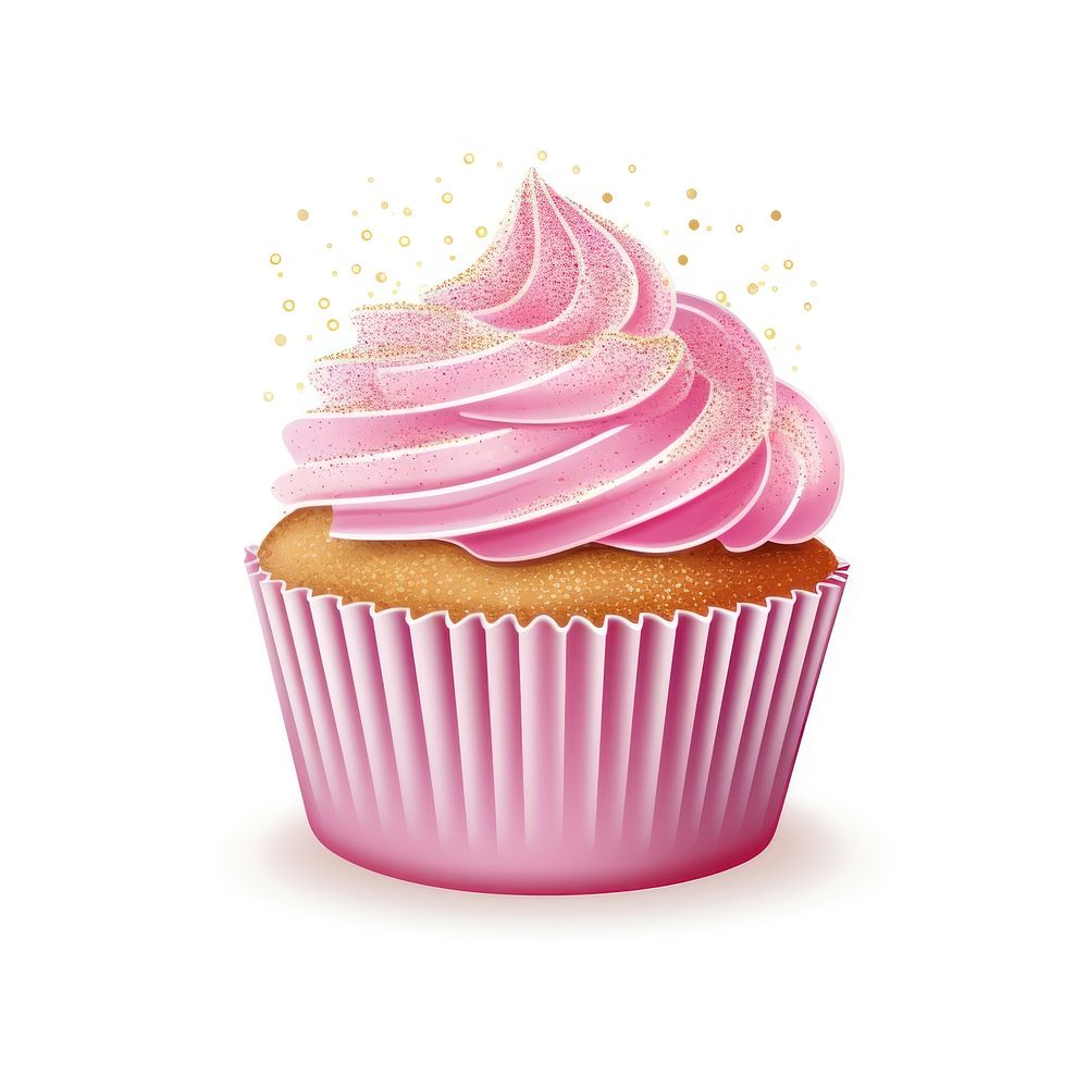 Pink cupcake icon dessert cream food.