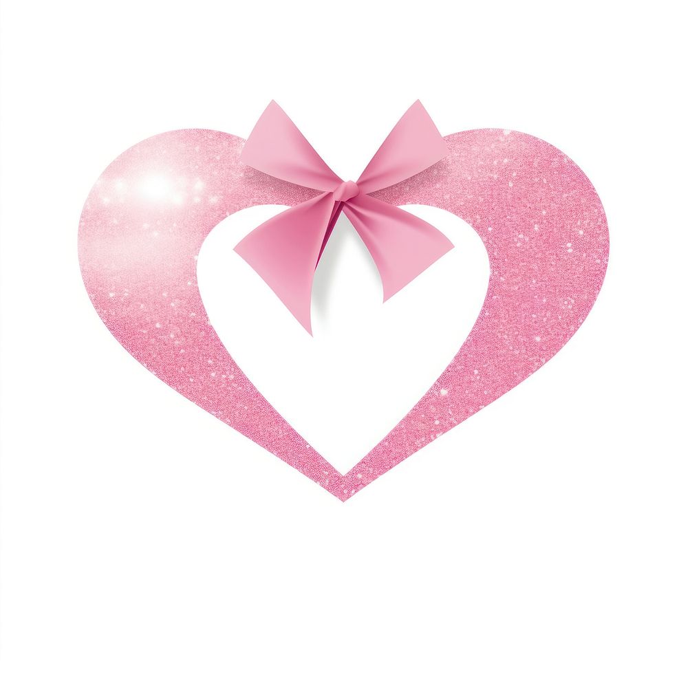 Pink heart ribbon icon shape white background celebration.