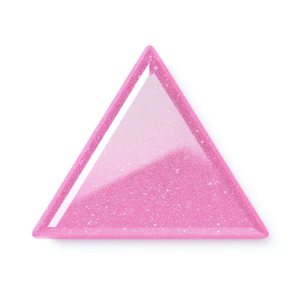 Pink triangle icon shape white background magenta.