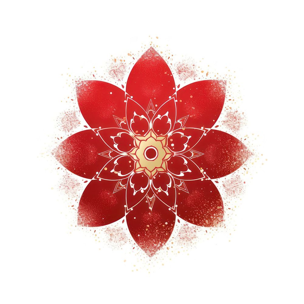 Red mandala icon pattern flower shape.