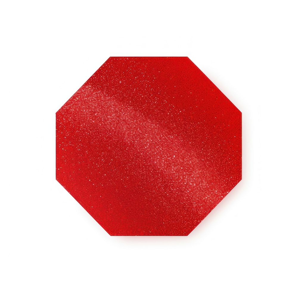 Red octagon icon shape white background accessories.