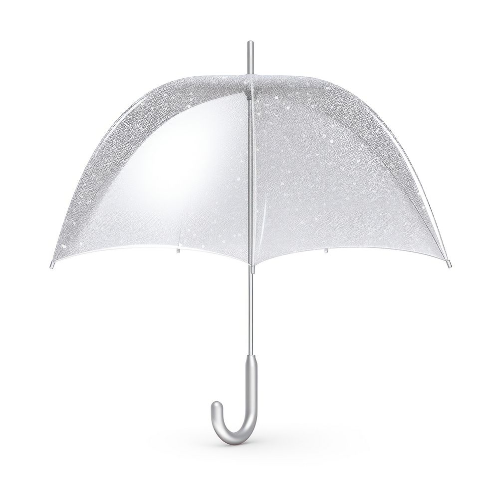 Silver umbrella icon shape white background protection.