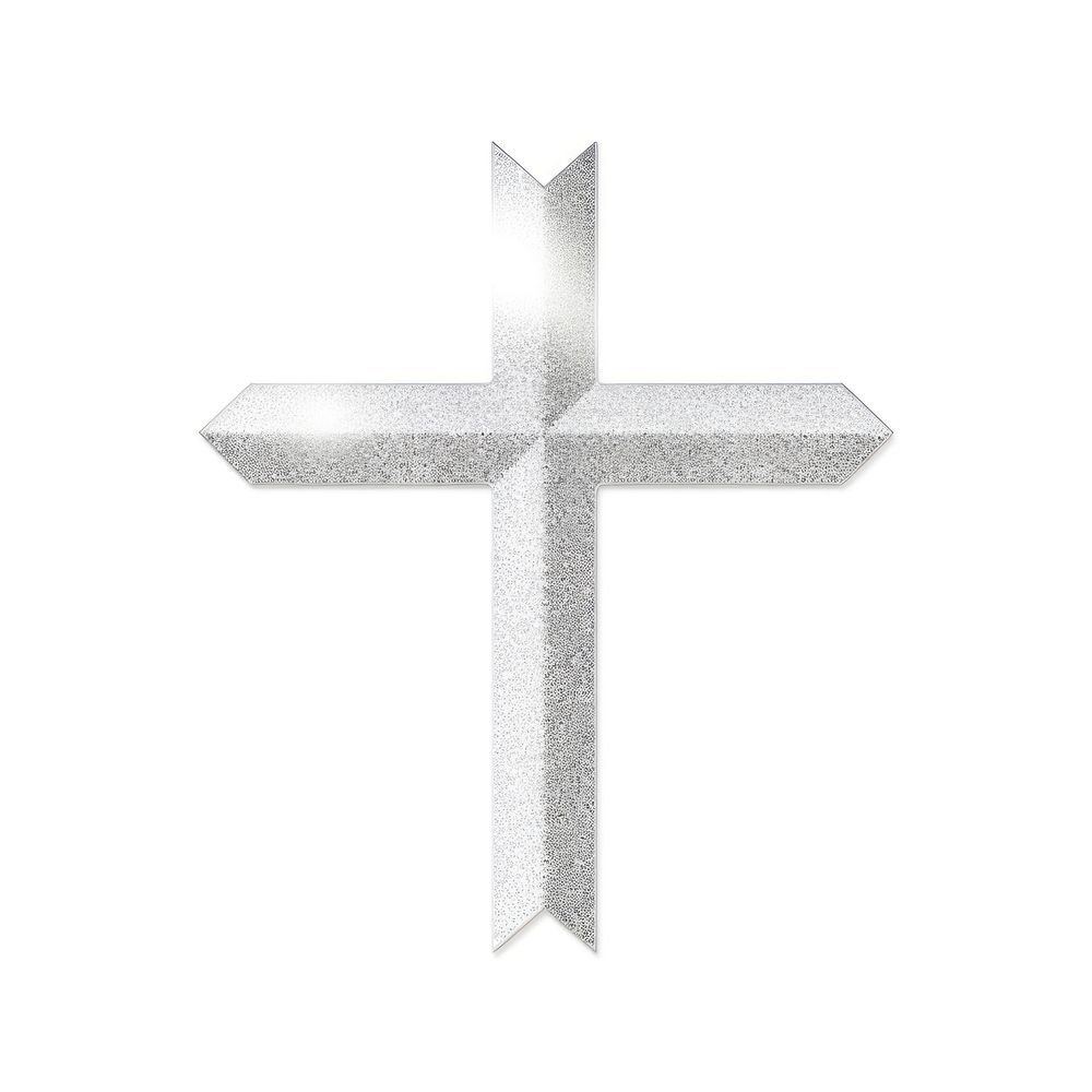 Silver cross icon symbol shape white.