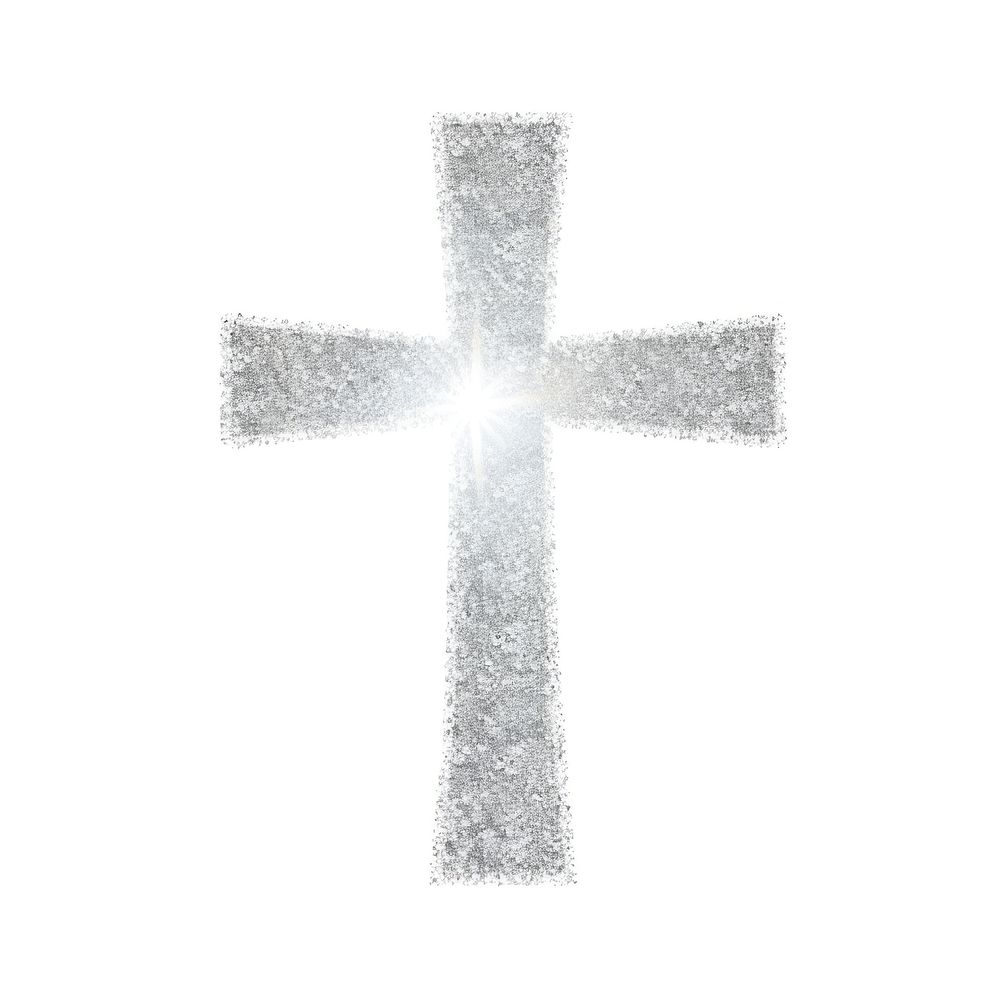 Silver cross icon crucifix symbol white.