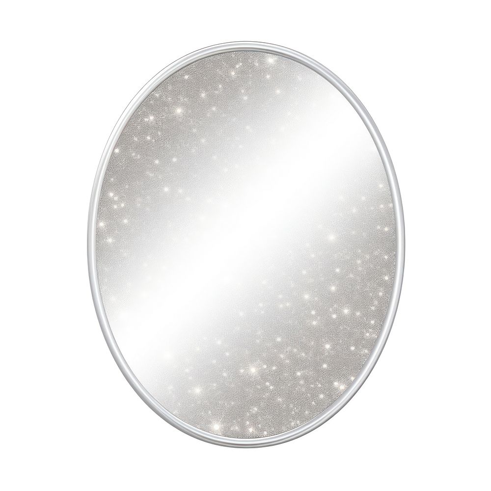 Silver oval icon glitter mirror shape.