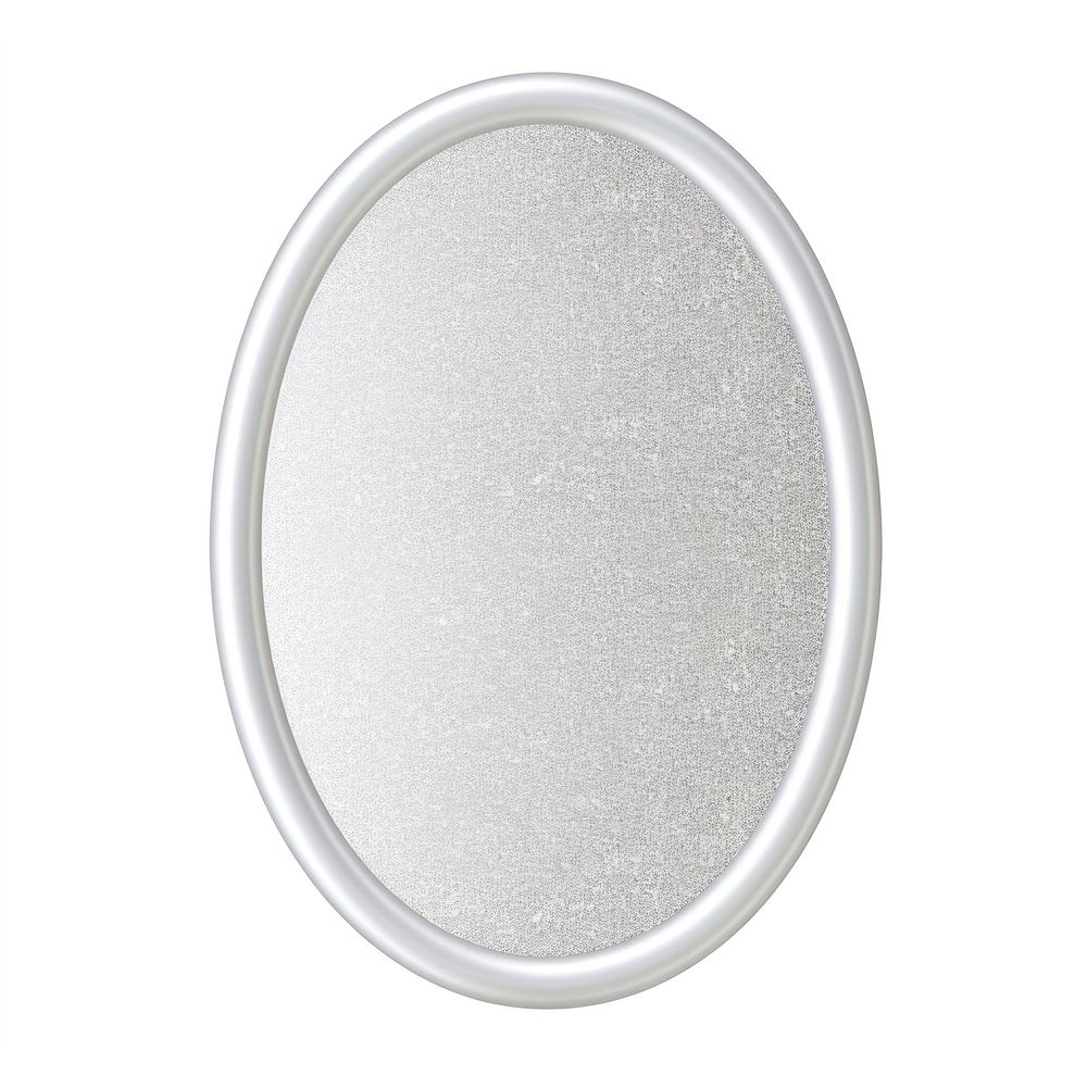 Silver oval icon mirror shape white background.