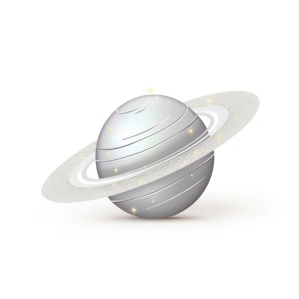 Silver saturn icon sphere planet shape.