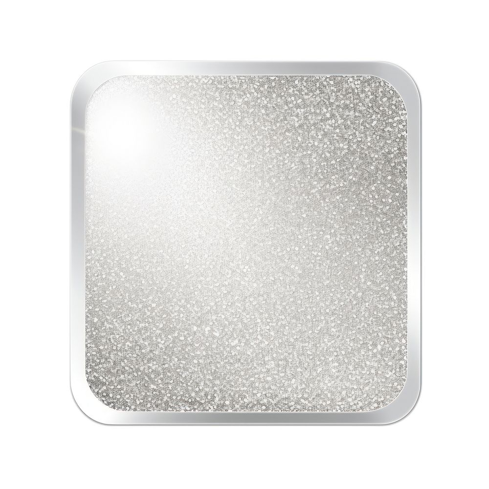 Silver square icon glitter shape white background.