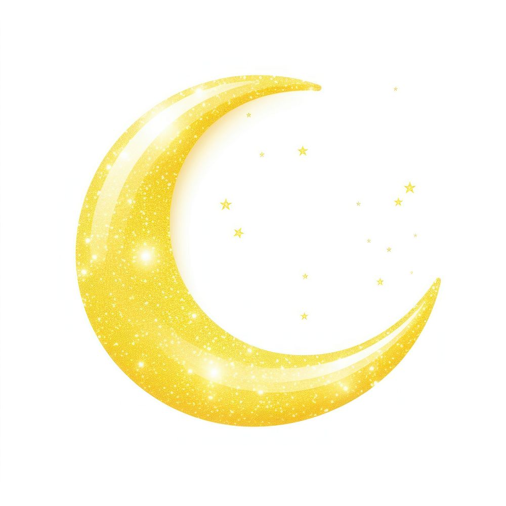 Yellow crescent moon icon astronomy shape night.