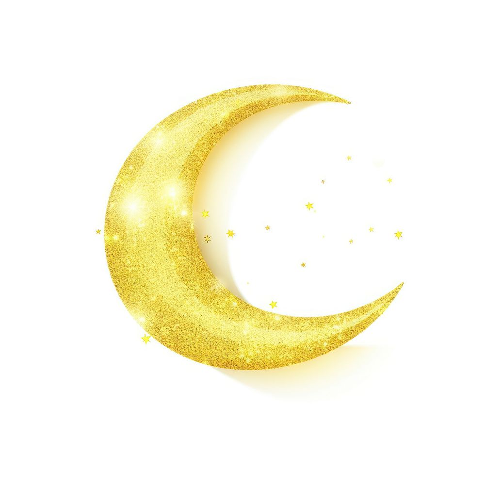 Yellow crescent moon icon astronomy shape night.
