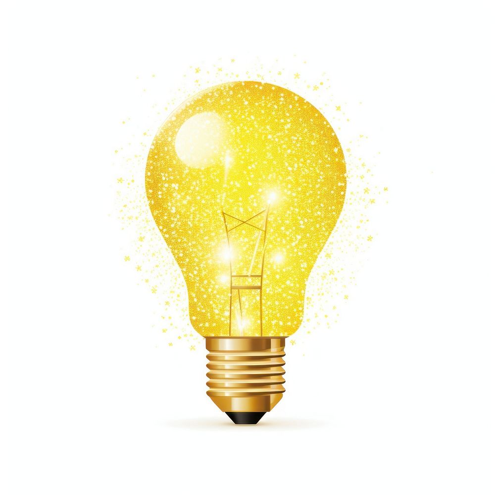 Yellow light bulb icon lightbulb lamp white background.