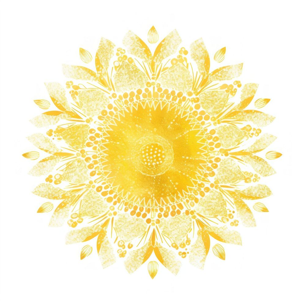 Yellow mandala icon sunflower pattern petal.