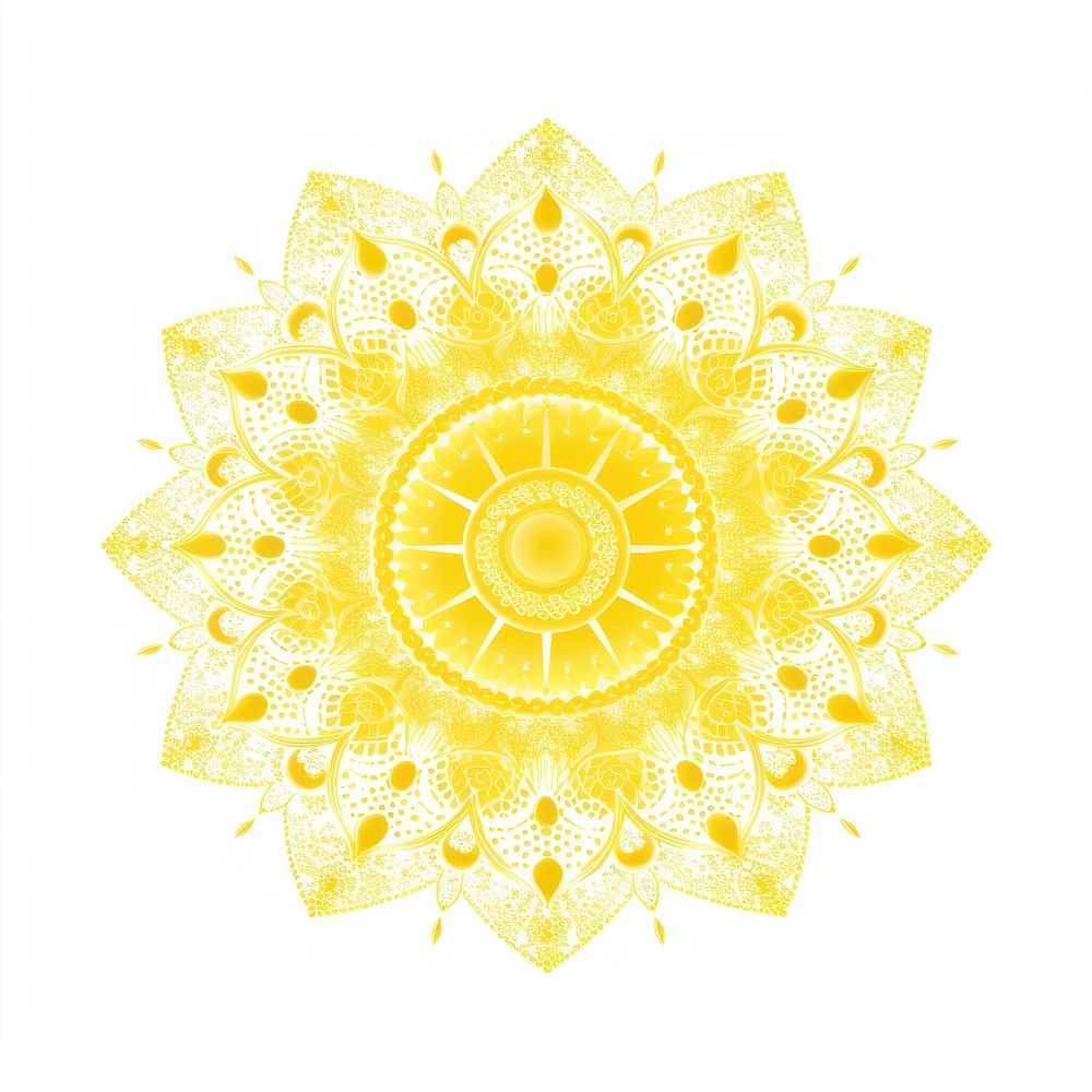 Yellow mandala icon backgrounds shape white background.