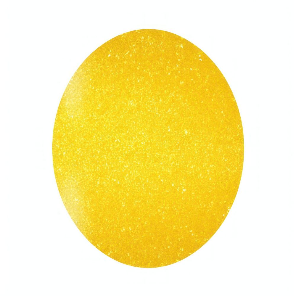 Yellow oval icon shape egg white background.