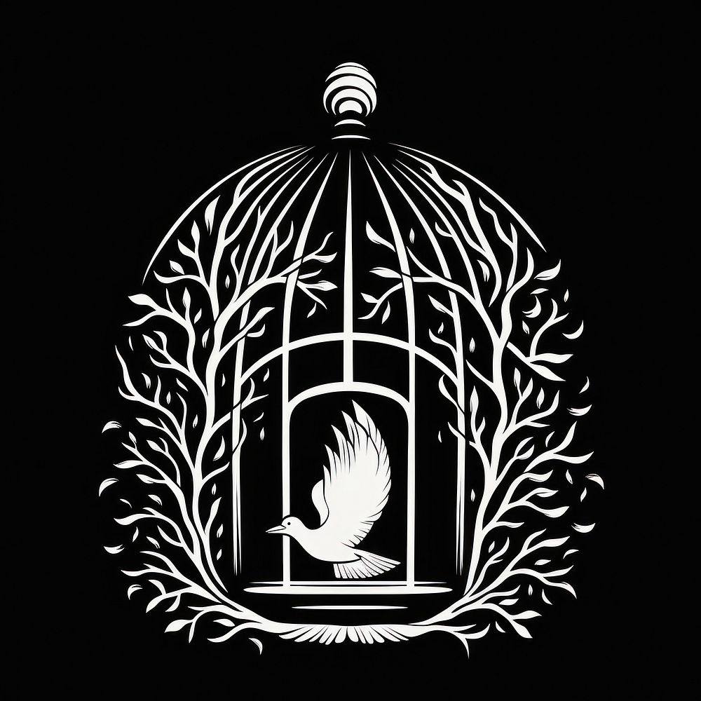 A cage oldschool handpoke tattoo style black white logo.
