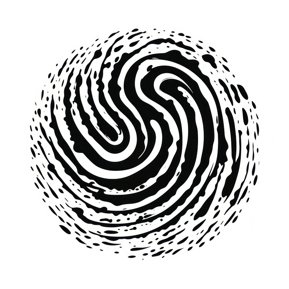 A doppler effect in oldschool handpoke tattoo style spiral line logo.