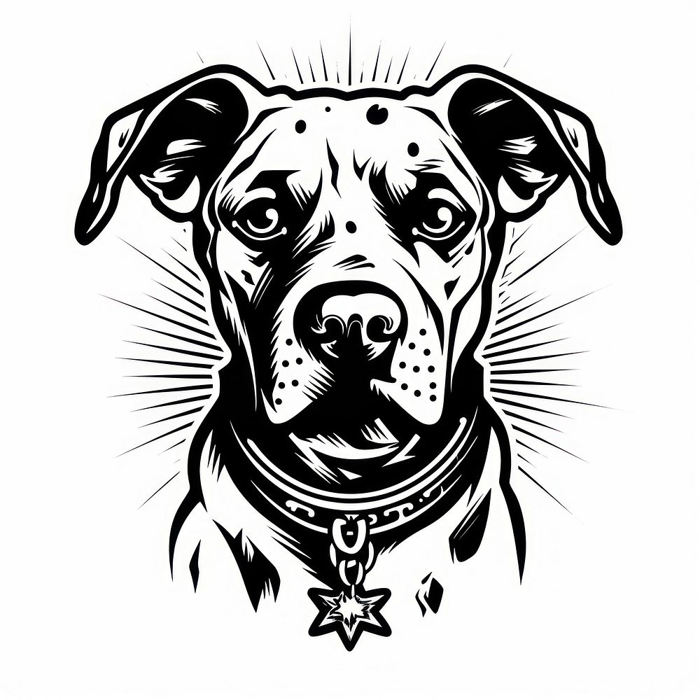 A full body dog in tattoo flash illustration style drawing mammal animal.