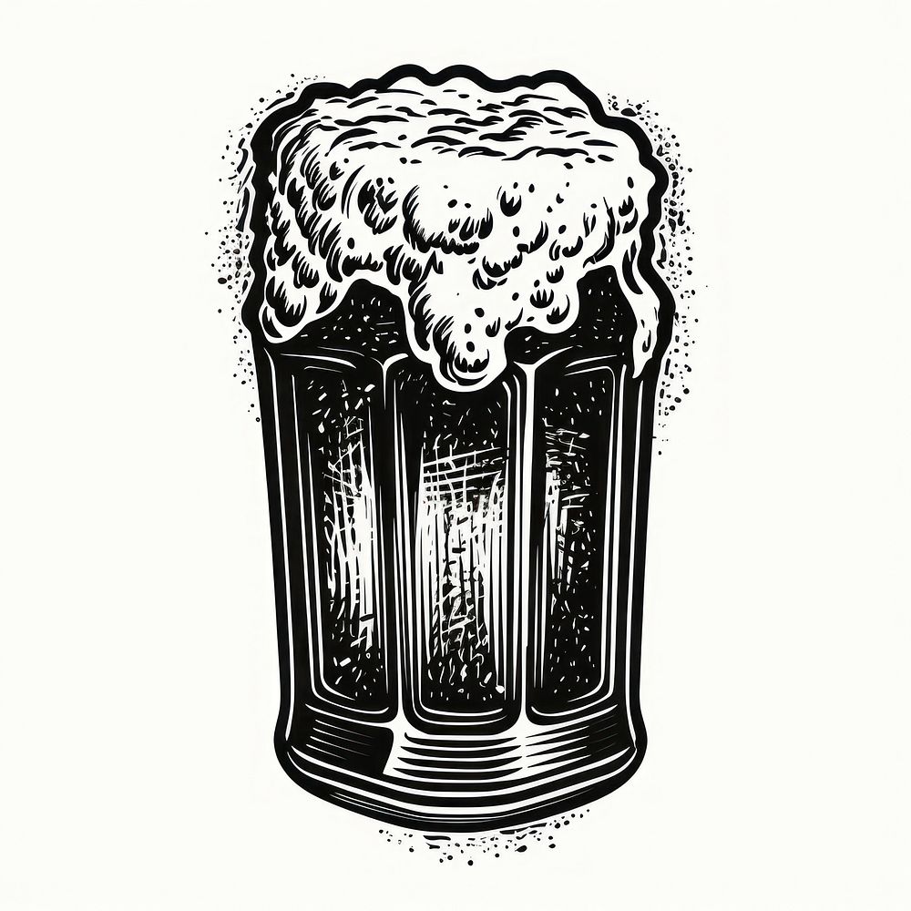 A pint of beer in oldschool handpoke tattoo style drink art architecture.