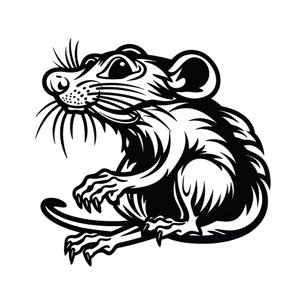 A rat in oldschool handpoke tattoo style animal rodent mammal.